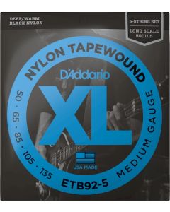 D'Addario ETB92-5 Nylon Tapewound Medium Long Scale 5 Bass Guitar Strings