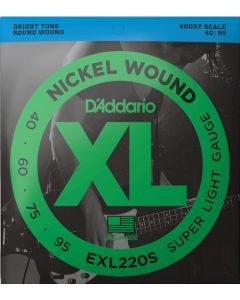 D'Addario EXL220S Nickel Plated Super Light Short Scale Bass Guitar Strings