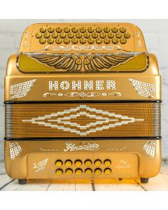 Hohner Anacleto Rey Aguila Two Tone Compact Button Accordion - Gold Metallic