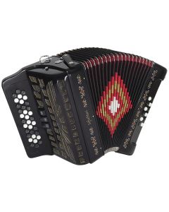 SofiaMari 3-Register 34-Button and 12-Bass Diatonic Accordion with Hard Case and Leather Straps - Jet Black