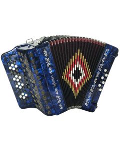SofiaMari 3-Register 34-Button and 12-Bass Diatonic Accordion with Hard Case and Leather Straps - Dark Blue Pearl