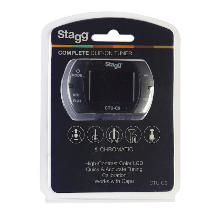 Stagg CTU-C9 Multifunction Automatic Chromatic Clip-On Tuner with Microphone - Black