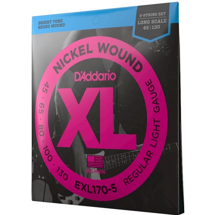 D'Addario EXL170-5 Nickel Plated Regular Light Long Scale 5 Bass Guitar Strings