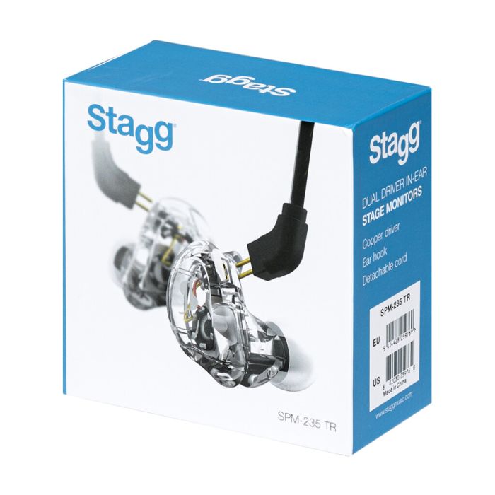 Stagg SPM-235 TR Sound Isolating Dual Driver In-Ear Monitors - Transparent