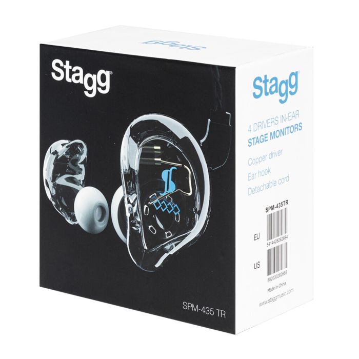 Stagg SPM-435 TR Sound Isolating Quad Driver In-Ear Monitors - Transparent